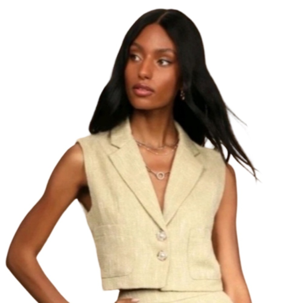 NWT Lulu’s Green Tweed Vest Womens Medium